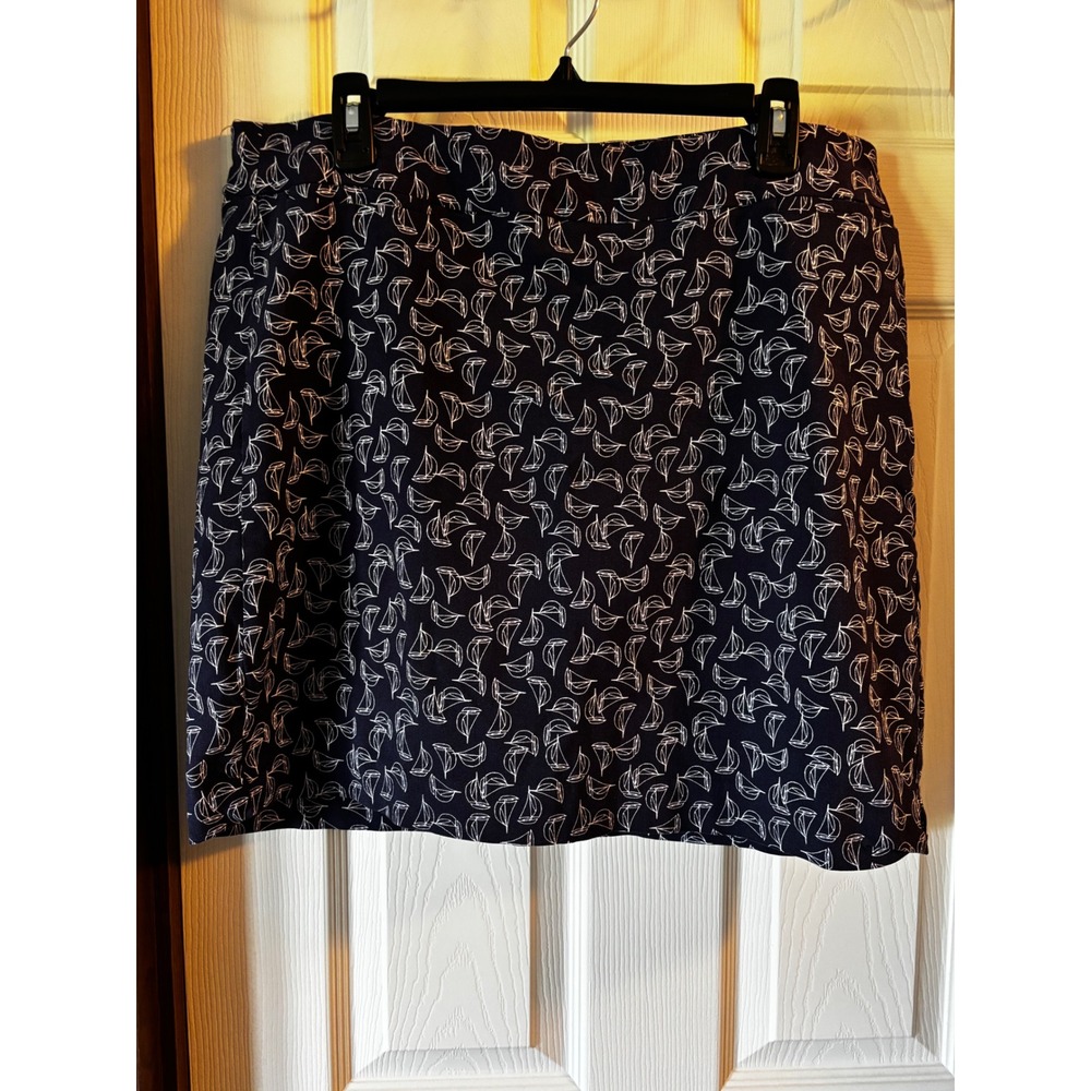 Kim Rogers Womens Navy Blue Sailboat Print‎ Skort Size 16 Nautical Active Skirt
